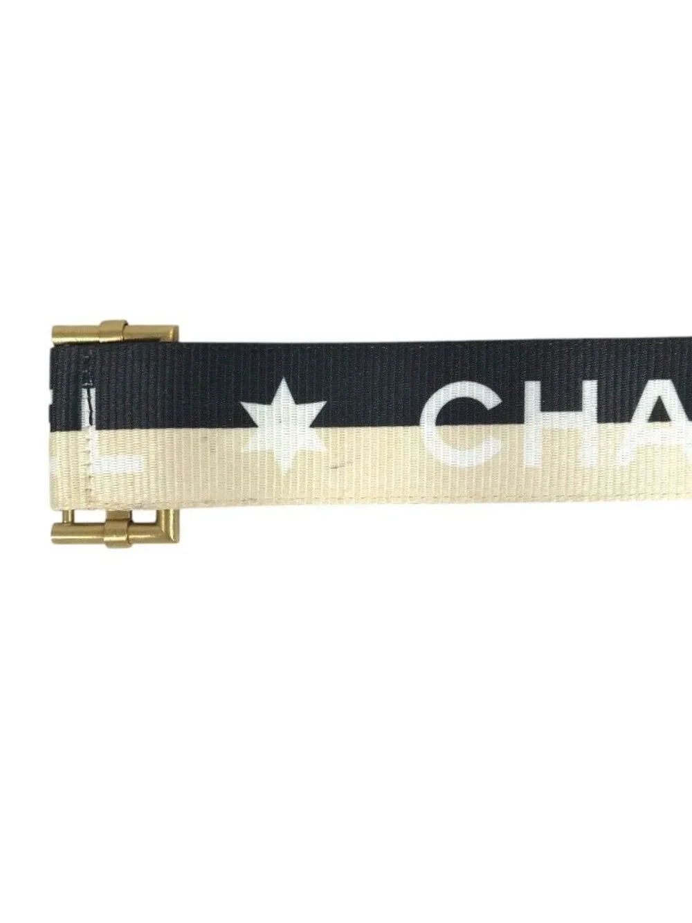 Chanel Belt CC Logo Canvas Leather Black
